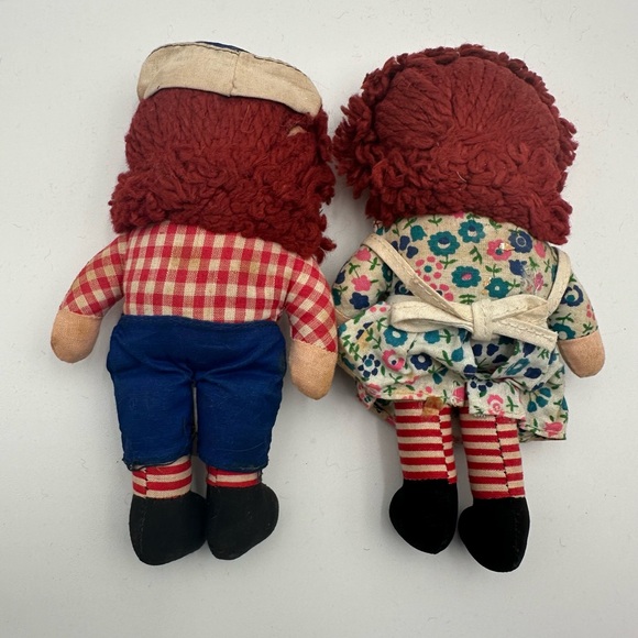 Vintage 70s Original Raggedy Ann & Raggedy Andy 7" Dolls Knickerbocker Tagged - Picture 6 of 7